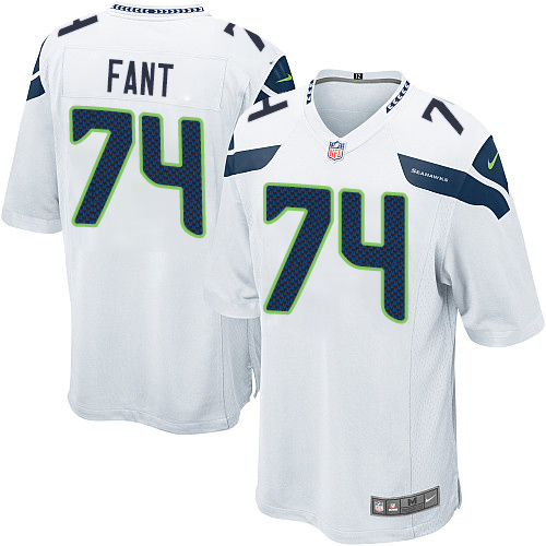 Men's Game George Fant Nike Jersey White Road - #74 NFL Seattle Seahawks